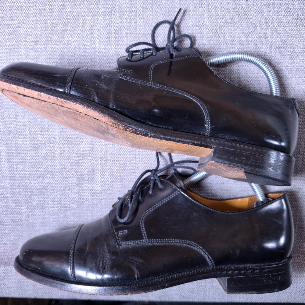 Cole Haan 08330 Mens 9D Black Leather Cap Toe Derby Dress Shoes